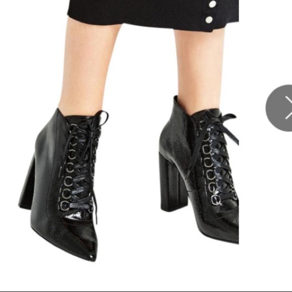 Zara Lace Up Patent Booties - Size 5 - Picture 9 of 10